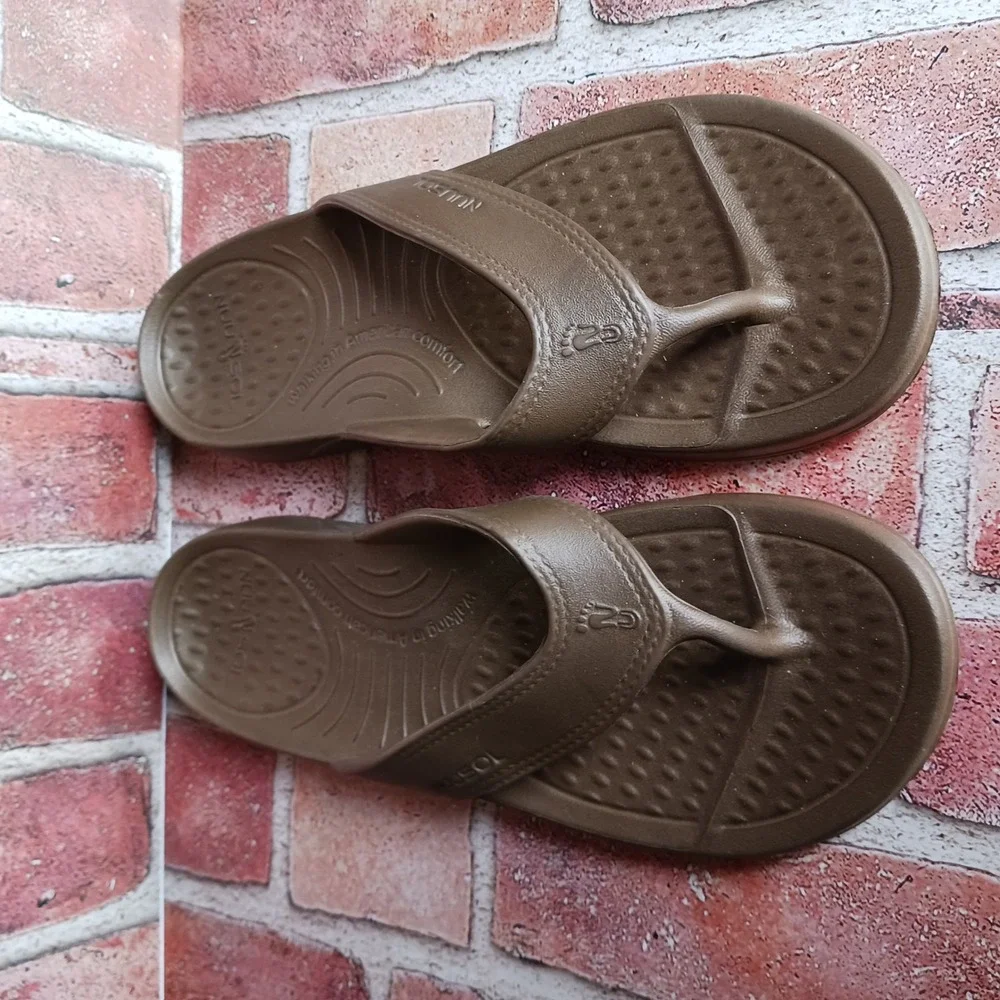 NuuSol Cascade Flip Flops Mens 8 Womens 9 Brown Comfort Thong Sandals